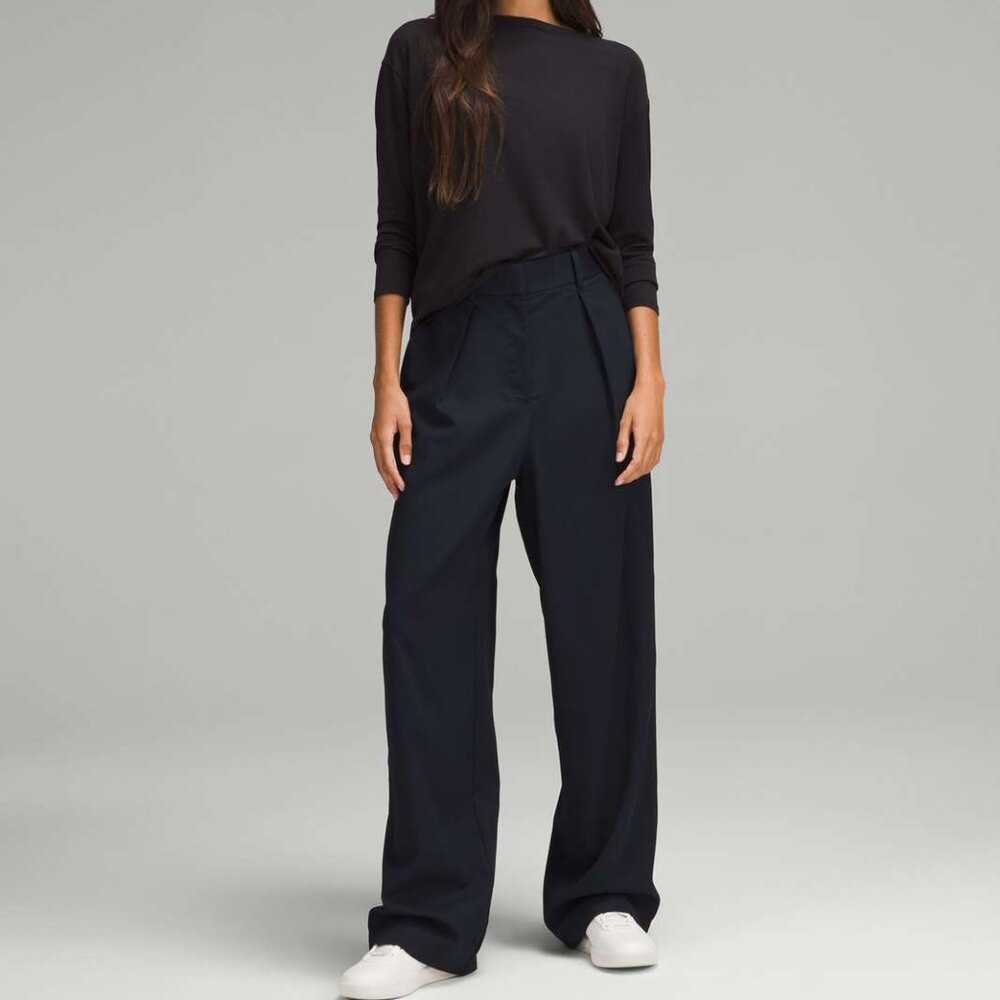Lululemon Pleat-Front High-Rise Trouser Regular In True Navy, size 14